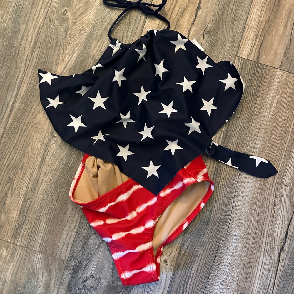 NWT Old Navy 4th of July Tankini Swimsuit Girls Size Large (10/12) 🇺🇸 New
